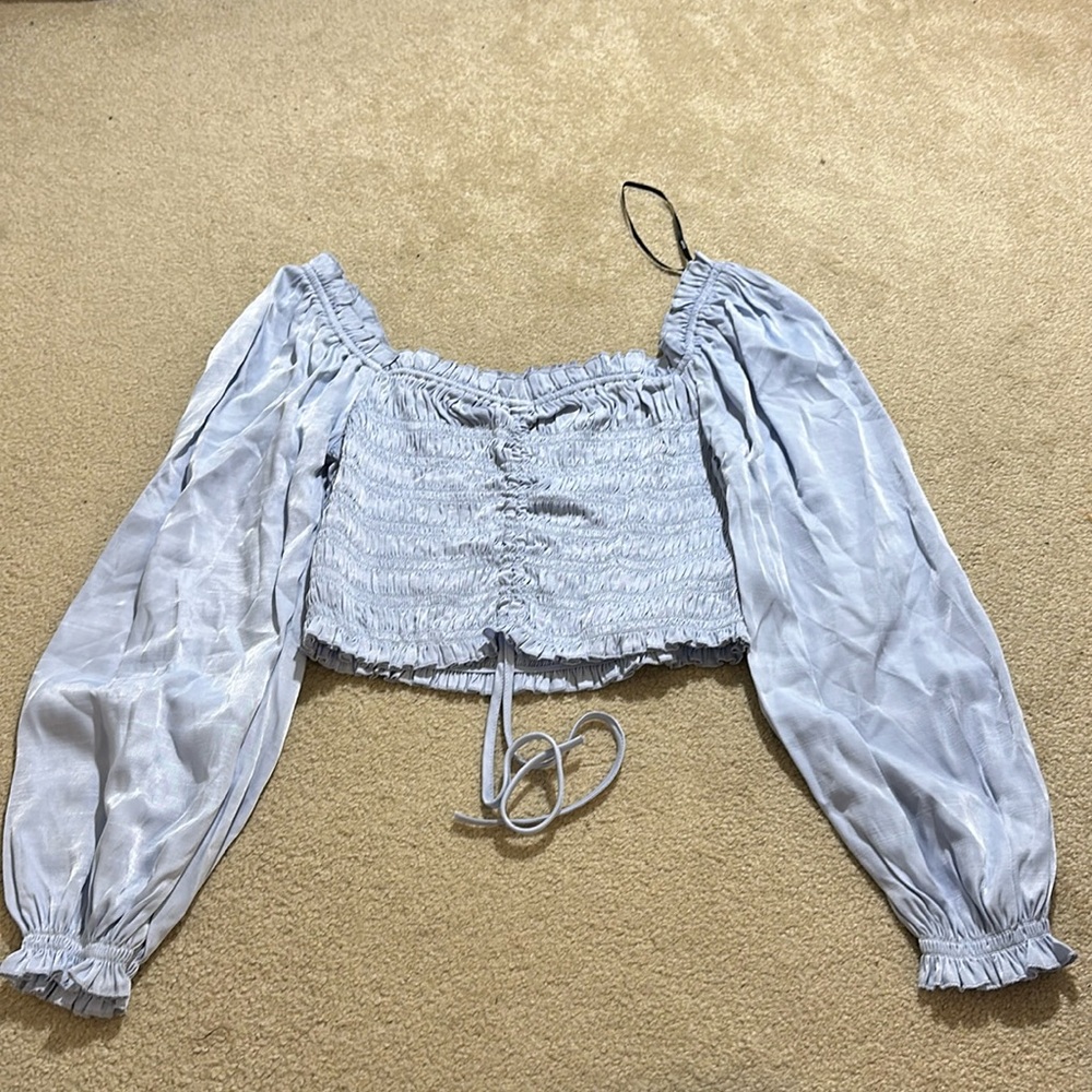 Forever 21 Off The Shoulder Smocked Long Sleeve Lilac top